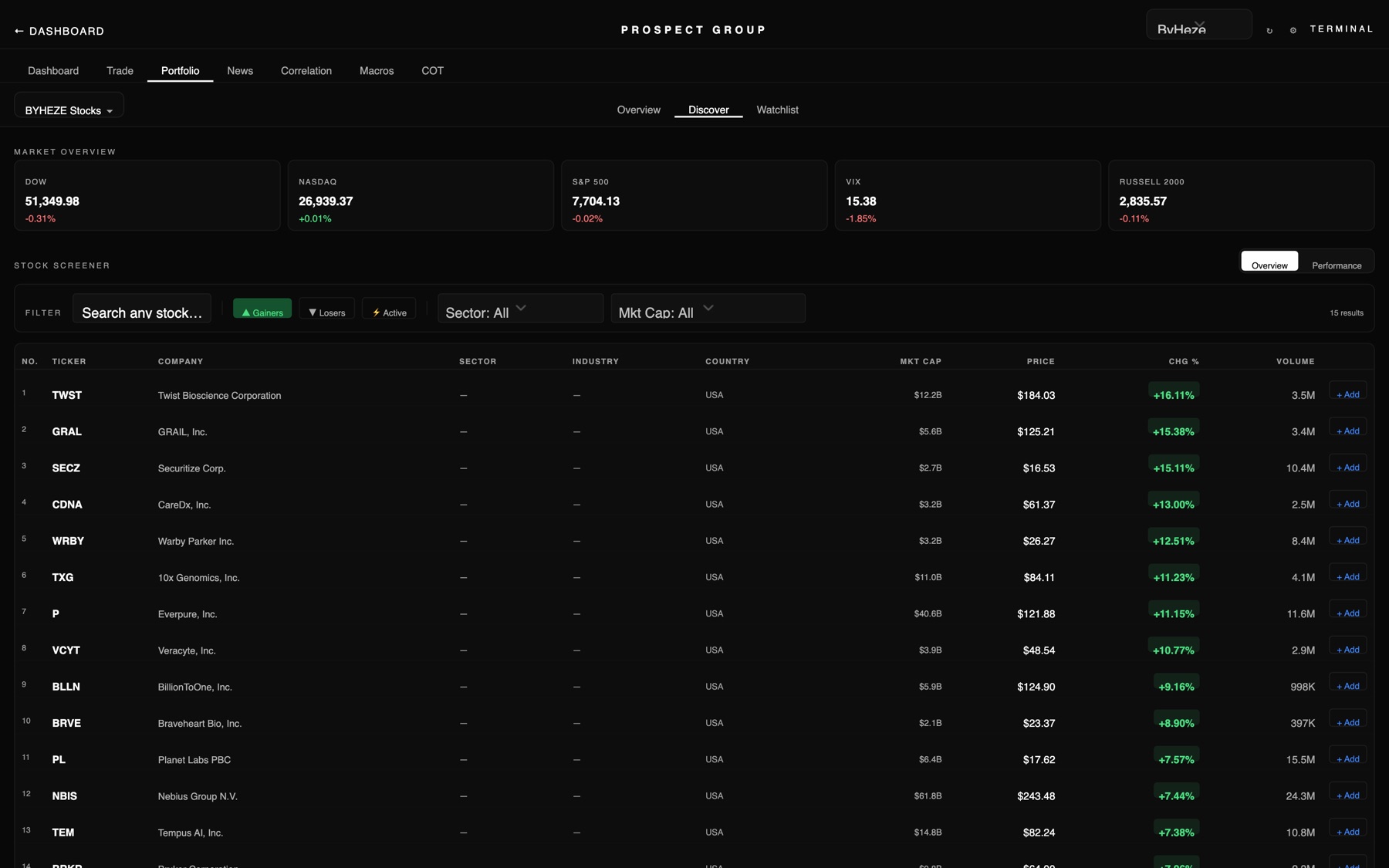Terminal: Portfolio